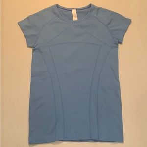 Blue girls Ivivva fly tech short sleeve shirt